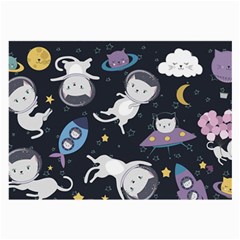 Space Cat Illustration Pattern Astronaut Large Glasses Cloth (2 Sides) by Wav3s