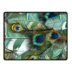 Peacock Feathers Blue Green Texture Two Sides Fleece Blanket (small) by Wav3s