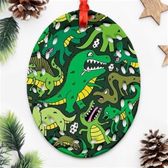 Dino Kawaii Ornament (oval Filigree) by Wav3s