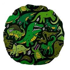 Dino Kawaii Large 18  Premium Flano Round Cushions by Wav3s