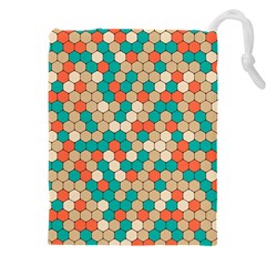 Multicolored Honeycomb Colorful Abstract Geometry Drawstring Pouch (4xl) by Vaneshop