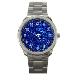 Blue Bubbles Abstract Sport Metal Watch