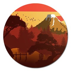 Japan Art Illustration Magnet 5  (round) by Grandong