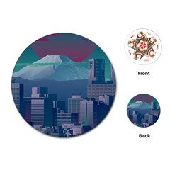 The Sun City Tokyo Japan Volcano Kyscrapers Building Playing Cards Single Design (round) by Grandong