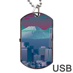 The Sun City Tokyo Japan Volcano Kyscrapers Building Dog Tag Usb Flash (one Side) by Grandong