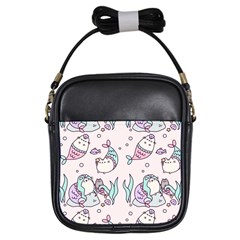 Cartoon Cat Cute Animal Design Drawing Illustration Kawaii Girls Sling Bag by Grandong