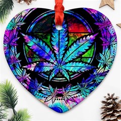 Cannabis Psychedelic Heart Ornament (two Sides) by Cowasu