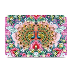 Pink Peacock Bird Pattern Texture Plate Mats by Cowasu