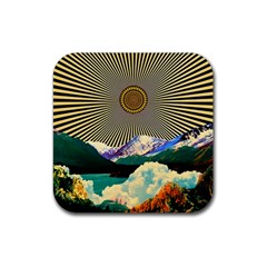 Surreal Art Psychadelic Mountain Rubber Coaster (square) by Cowasu