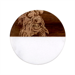 Angry Lion Black And White Classic Marble Wood Coaster (round)  by Cowasu