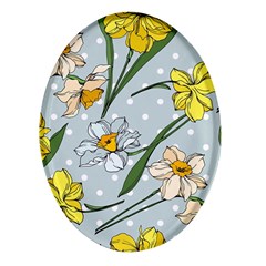 Narcissus Floral Botanical Flowers Oval Glass Fridge Magnet (4 Pack) by Cowasu