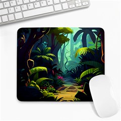 Rainforest Jungle Cartoon Animation Background Large Mousepad by Ndabl3x