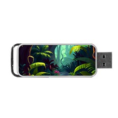 Rainforest Jungle Cartoon Animation Background Portable Usb Flash (two Sides) by Ndabl3x