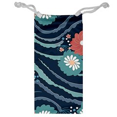 Waves Flowers Pattern Water Floral Minimalist Jewelry Bag by Ndabl3x