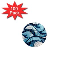 Pattern Ocean Waves Arctic Ocean Blue Nature Sea 1  Mini Magnets (100 Pack)  by Ndabl3x