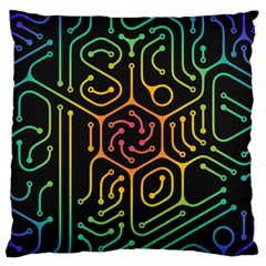 Circuit Hexagonal Geometric Pattern Background Pattern Standard Premium Plush Fleece Cushion Case (two Sides) by Ndabl3x