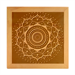 Mandala Orange Navy Wood Photo Frame Cube by Ndabl3x