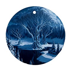 Nature Winter Cold Snow Landscape Ornament (round) by Ndabl3x