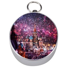 Moscow Kremlin Saint Basils Cathedral Architecture  Building Cityscape Night Fireworks Silver Compasses by Cowasu