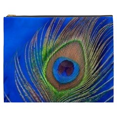 Blue Peacock Feather Cosmetic Bag (xxxl)