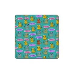 Meow Cat Pattern Square Magnet by Amaryn4rt