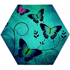 Texture Butterflies Background Wooden Puzzle Hexagon by Amaryn4rt