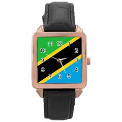 Flag Of Tanzania Rose Gold Leather Watch  by Amaryn4rt