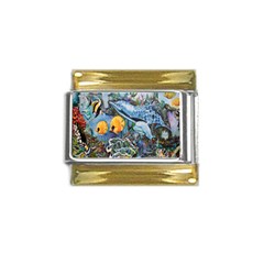 Colorful Aquatic Life Wall Mural Gold Trim Italian Charm (9mm) by Simbadda