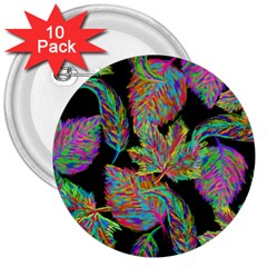 Autumn Pattern Dried Leaves 3  Buttons (10 Pack)  by Simbadda