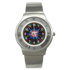 Mandala Pattern Kaleidoscope Stainless Steel Watch by Simbadda