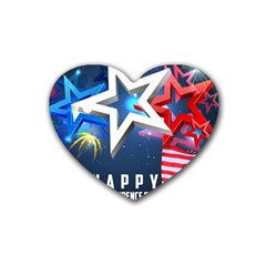 4th Of July Happy Usa Independence Day Rubber Coaster (heart) by Ravend