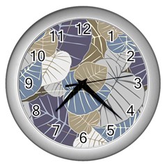 Ackground Leaves Desktop Wall Clock (silver) by Amaryn4rt