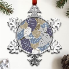 Ackground Leaves Desktop Metal Small Snowflake Ornament by Amaryn4rt