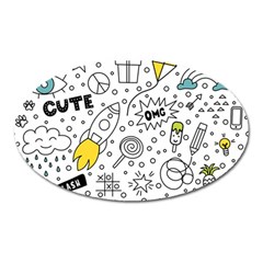 Set-cute-colorful-doodle-hand-drawing Oval Magnet by uniart180623