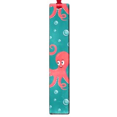 Cute-smiling-red-octopus-swimming-underwater Large Book Marks by uniart180623