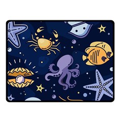 Marine-seamless-pattern-thin-line-memphis-style Fleece Blanket (small)