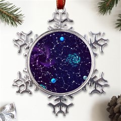 Realistic-night-sky-poster-with-constellations Metal Large Snowflake Ornament by uniart180623