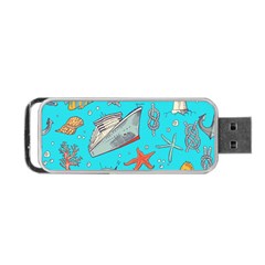 Colored-sketched-sea-elements-pattern-background-sea-life-animals-illustration Portable Usb Flash (two Sides) by uniart180623