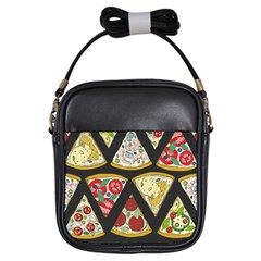 Vector-seamless-pattern-with-italian-pizza-top-view Girls Sling Bag by uniart180623