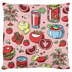 Tomato-seamless-pattern-juicy-tomatoes-food-sauce-ketchup-soup-paste-with-fresh-red-vegetables Large Cushion Case (one Side)