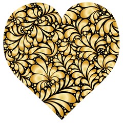 Damask-teardrop-gold-ornament-seamless-pattern Wooden Puzzle Heart