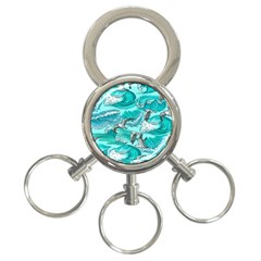 Sea-waves-seamless-pattern 3-ring Key Chain