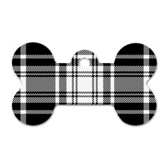 Pixel-background-design-modern-seamless-pattern-plaid-square-texture-fabric-tartan-scottish-textile- Dog Tag Bone (two Sides) by uniart180623