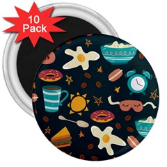 Seamless-pattern-with-breakfast-symbols-morning-coffee 3  Magnets (10 Pack) 