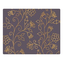 Seamless-pattern-gold-floral-ornament-dark-background-fashionable-textures-golden-luster Two Sides Premium Plush Fleece Blanket (large) by uniart180623