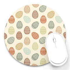 Seamless-pattern-colorful-easter-egg-flat-icons-painted-traditional-style Round Mousepad by uniart180623