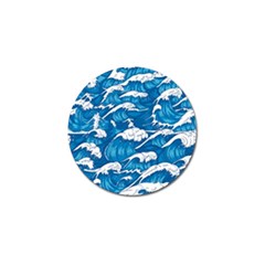 Storm-waves-seamless-pattern-raging-ocean-water-sea-wave-vintage-japanese-storms-print-illustration- Golf Ball Marker (4 Pack) by uniart180623