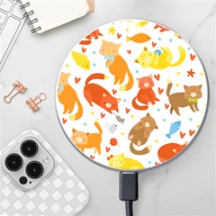 Seamless Pattern With Kittens White Background Wireless Fast Charger(white)