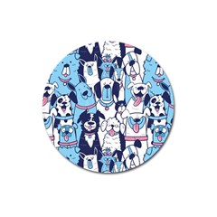 Dogs Seamless Pattern Magnet 3  (round)