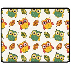 Background-with-owls-leaves-pattern Two Sides Fleece Blanket (medium) by uniart180623